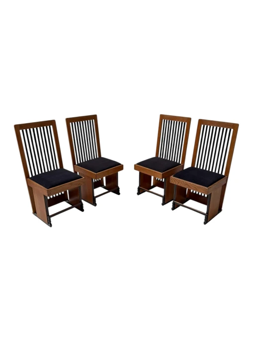 Four Art Deco Modernist High Back Dining Chairs by Architect Caspers, 1920s